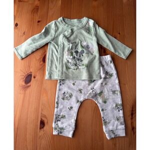 Disney Baby Mickey Mouse "Born Wild" Kimono and Pants 2pc Set Size 3-6 Months